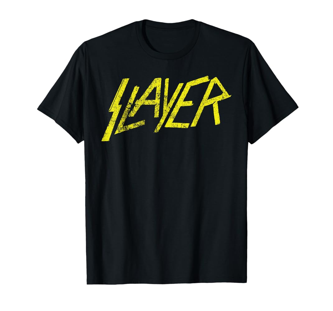 slayer Tシャツ Amazon.com: Slayer – Distressed Yellow Logo T-Shirt